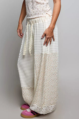 POL Patchwork Mixed Knit Wide Leg Pants - Glamourous Grace