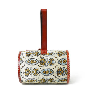 Cylindrical Block Printed Leather Bag - Glamourous Grace