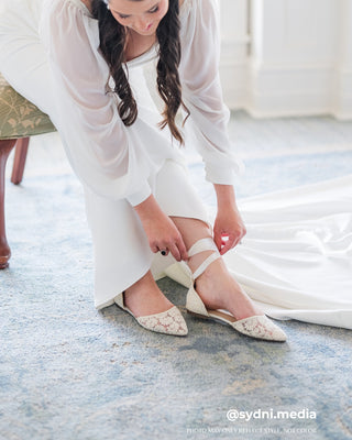 Crochet Lace Pointy Toe with Ankle Tie or Ballerina Lace Up
