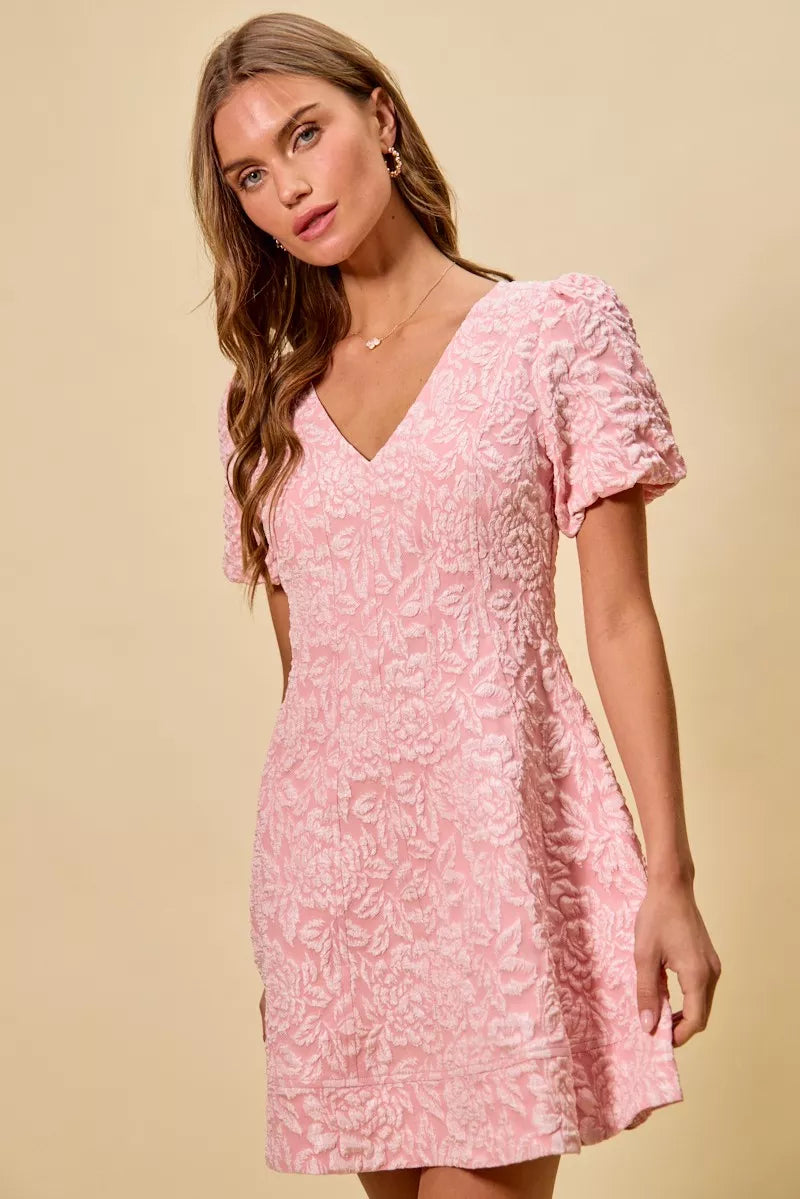 SO ME Floral Jacquard Fit And Flare Daily Mini Dress (M) - Glamourous Grace