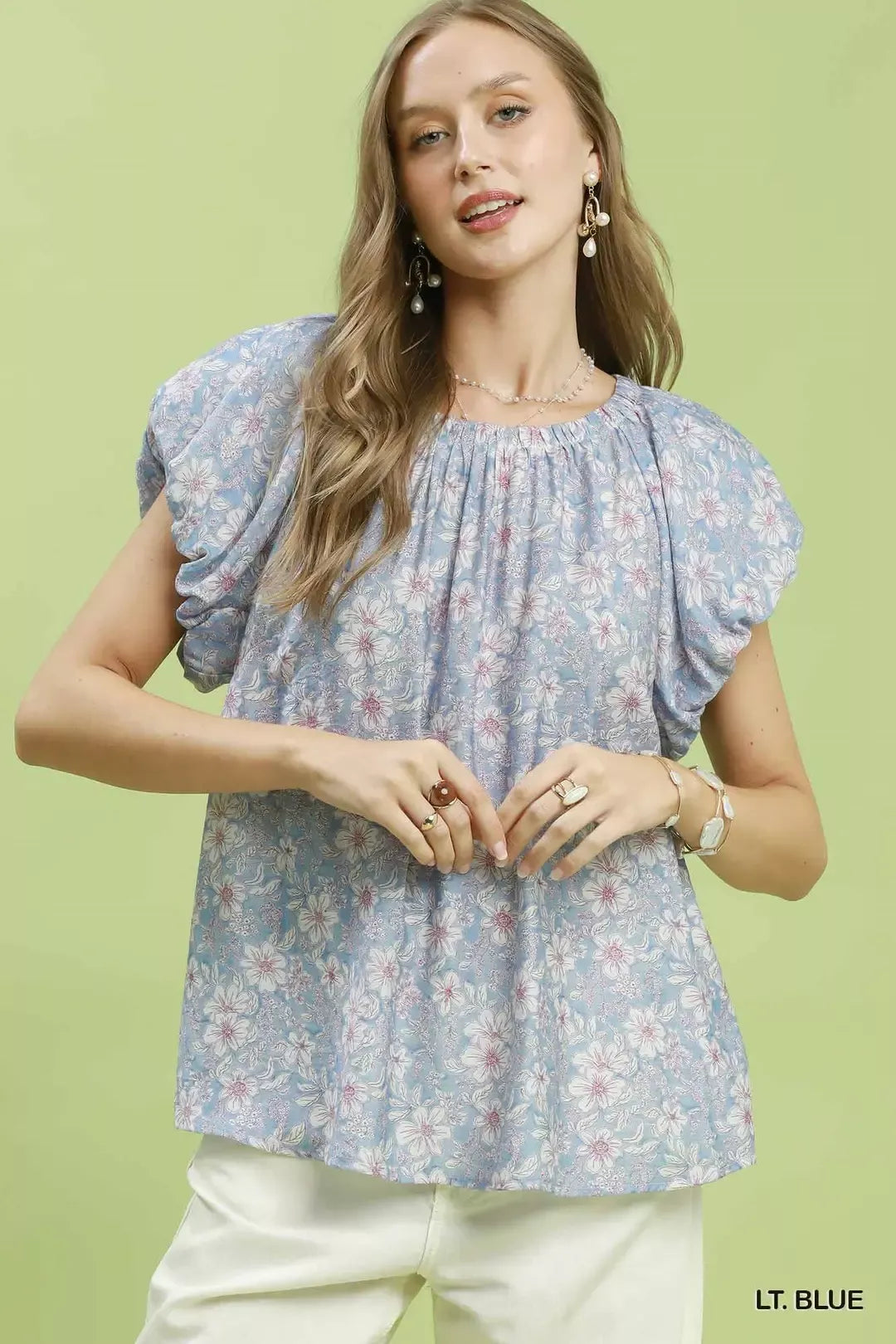 Umgee Floral Puff Sleeve Blouse - Glamourous Grace