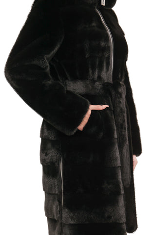 Faux Mink Effect Fur Hooded Coat