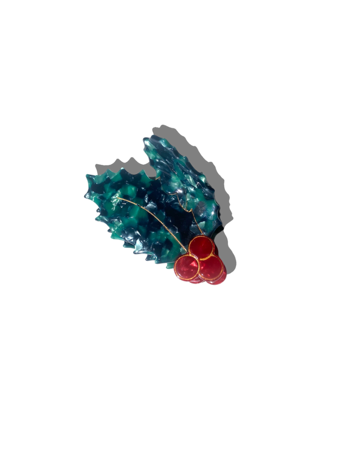 Holly Christmas Holiday Claw Hair Clip