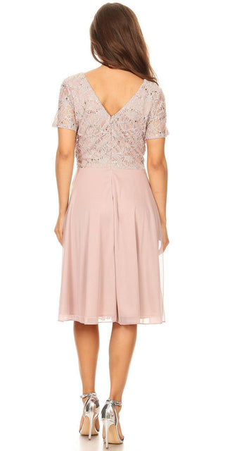 CLEARANCE - Celavie 6320S Knee Length Dress With Short Sleeves (Size L)