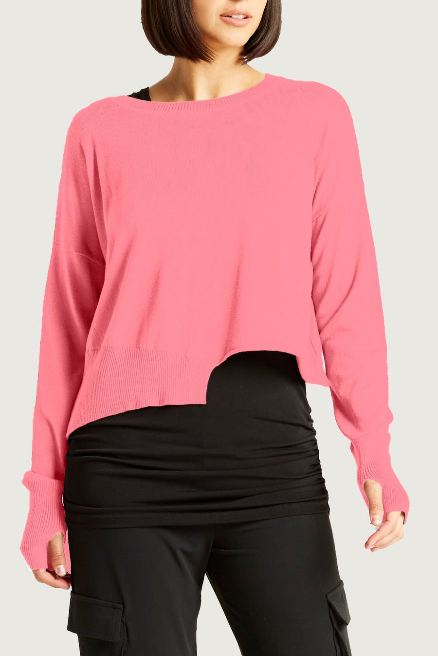 Pima Cotton Mini Knit Crewneck Sweater - Coral - Glamourous Grace