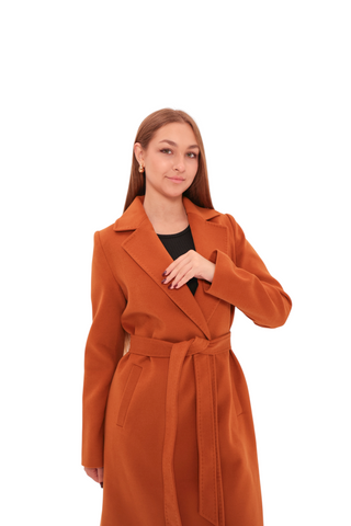 Windsor Classic Wraparound Cashmere Blend Overcoat in Cinnamon