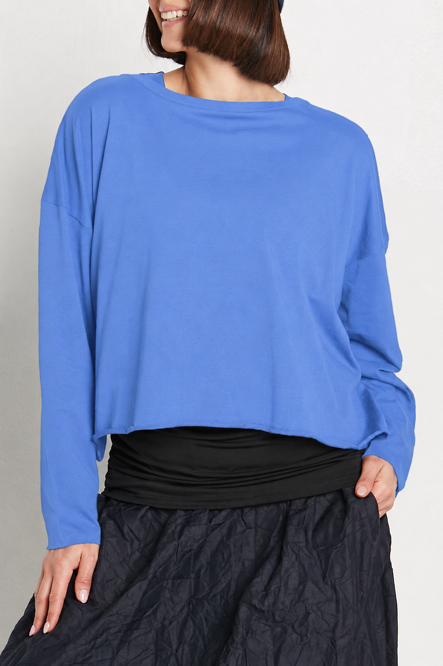 Pima Cotton Mini Luxury Boxy T-Shirt - Cornflower - Glamourous Grace