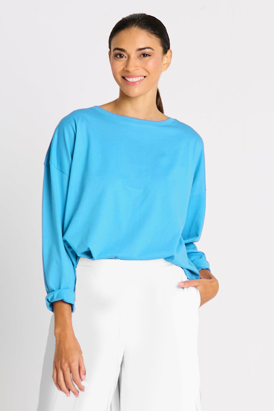 Pima Cotton Mini Luxury Boxy T-Shirt - Capri - Glamourous Grace