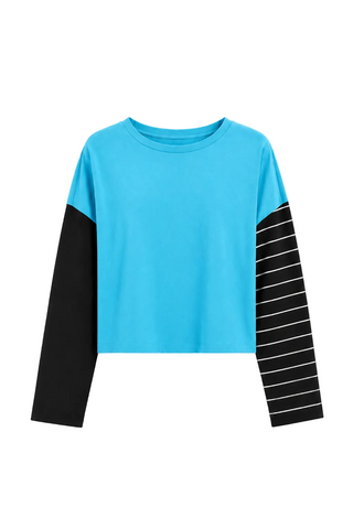 Pima Cotton Mixed Media Mini Luxury Boxy T-Shirt - Capri - Glamourous Grace