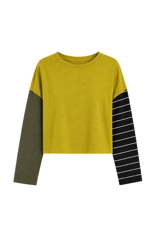 Pima Cotton Mixed Media Mini Luxury Boxy T-Shirt - Guacamole - Glamourous Grace