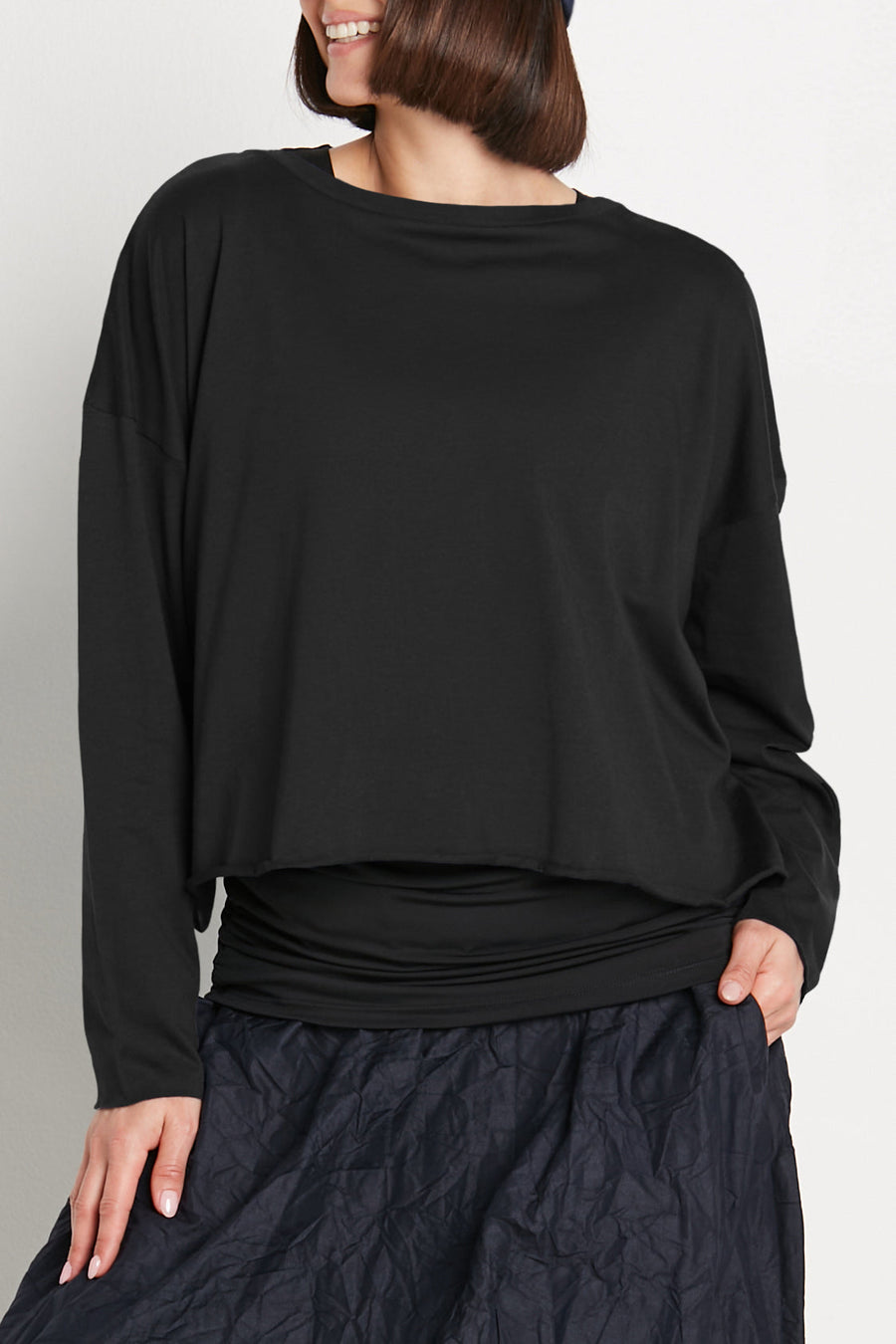 Pima Cotton Mini Luxury Boxy T-Shirt - Black - Glamourous Grace