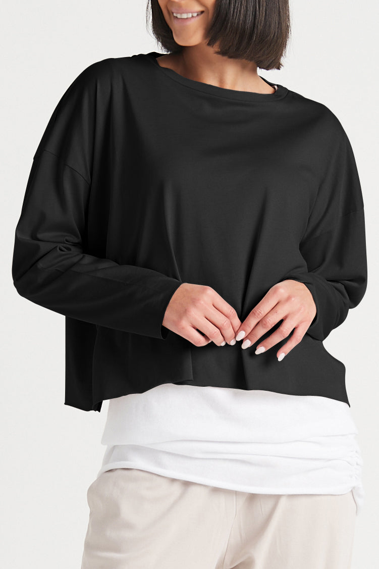 Pima Cotton Mini Luxury Boxy T-Shirt - Black - Glamourous Grace