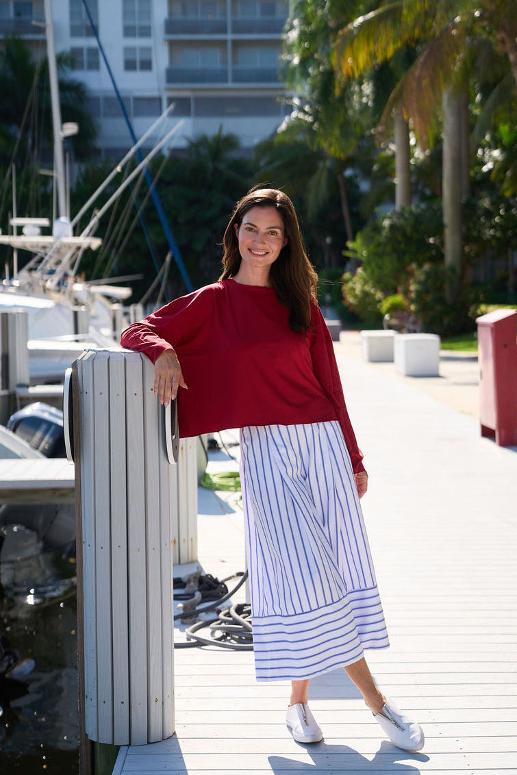 Cotton Gaucho Pants - Nautical Stripe - Glamourous Grace