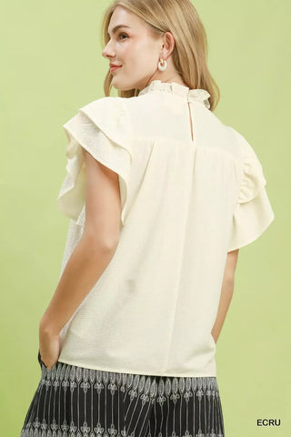 Umgee Smocked Ruffle Sleeve Textured Top - Glamourous Grace
