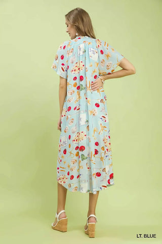 Umgee Abstract Print Flutter Sleeve Midi Dress - Glamourous Grace