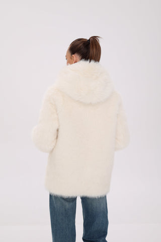 Reversible Hooded Wool Blend Jacket