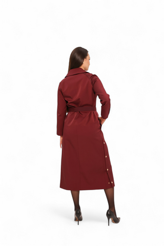 Jackie Trench Coat in Bordeaux