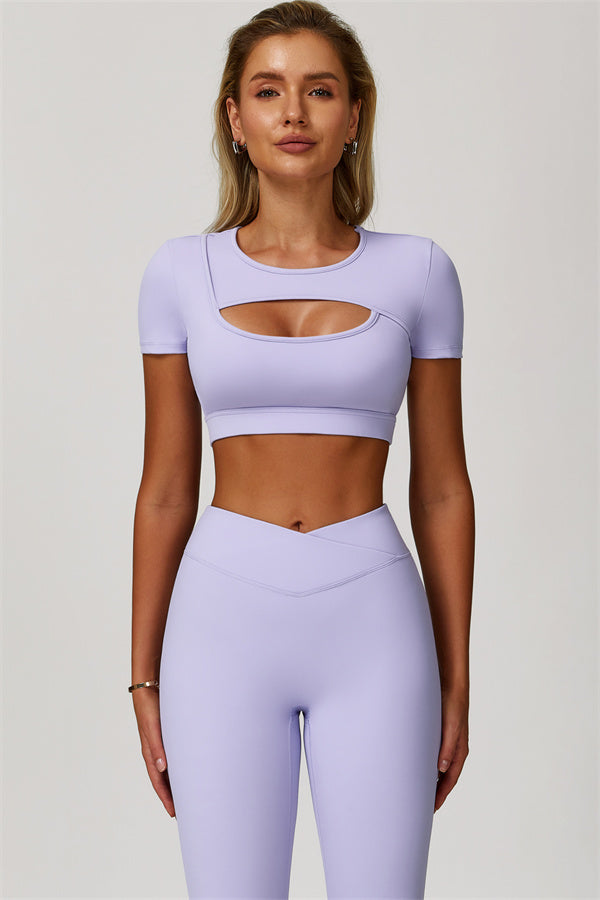 The Lavish Cut-out Crop Top Leggings 2-Piece Set - Glamourous Grace
