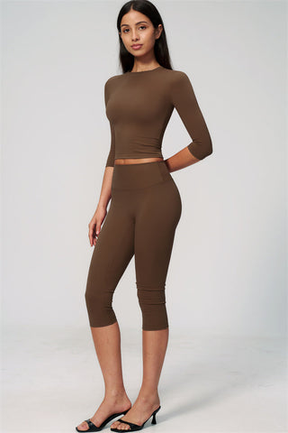 The Natalia Half-Sleeve Top Capri Leggings 2-Piece Set