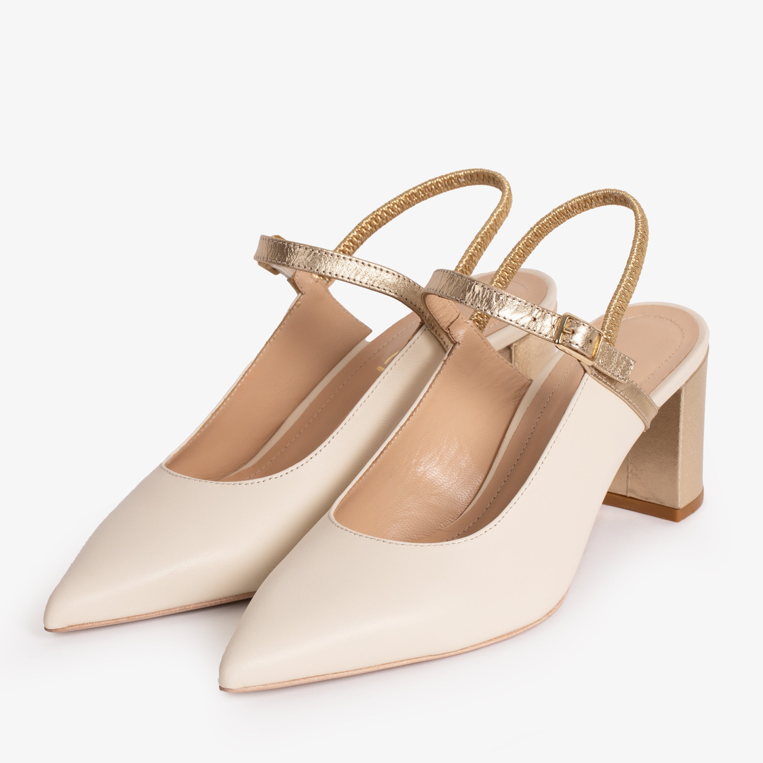 The Pompei Cream Leather Slingback Women Sandal - Glamourous Grace