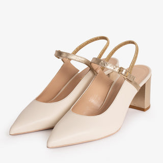 The Pompei Cream Leather Slingback Women Sandal - Glamourous Grace