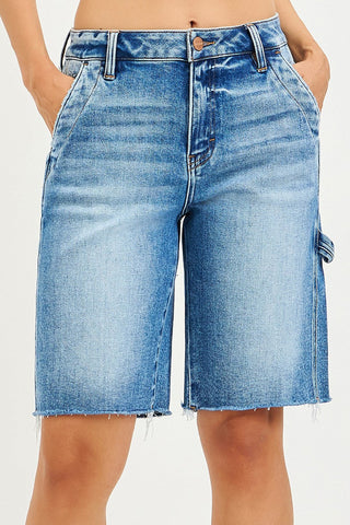 RISEN High Rise Bermuda With Side Tab Detail