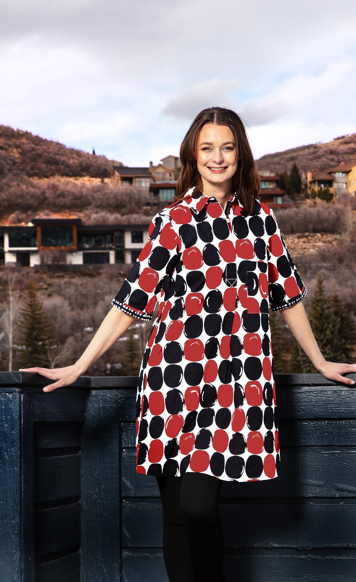 Monterey Dress Red Black Big Dot - Glamourous Grace