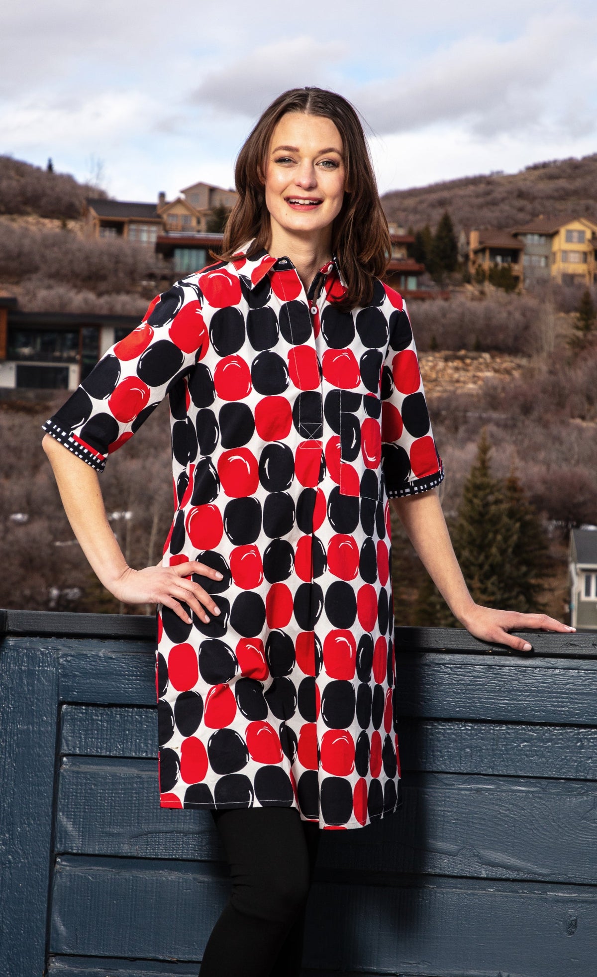Monterey Dress Red Black Big Dot - Glamourous Grace