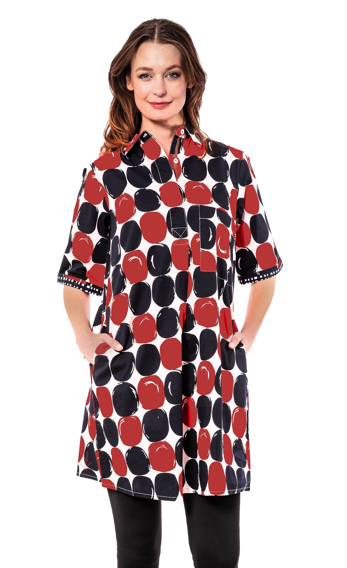 Monterey Dress Red Black Big Dot - Glamourous Grace