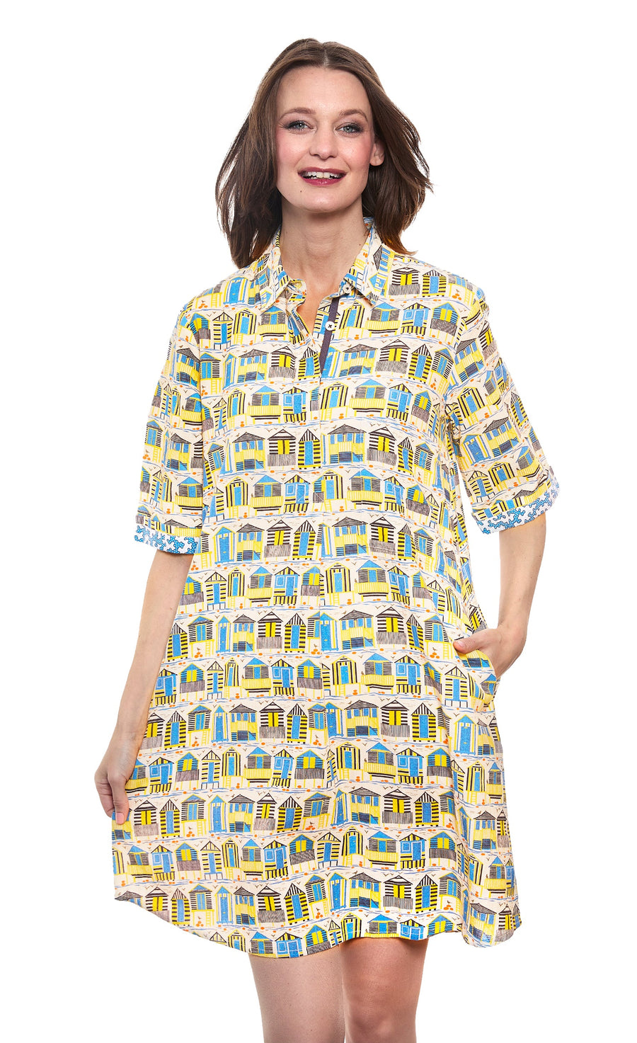 Monterey Dress Cotton Linen Cabana Print - Glamourous Grace