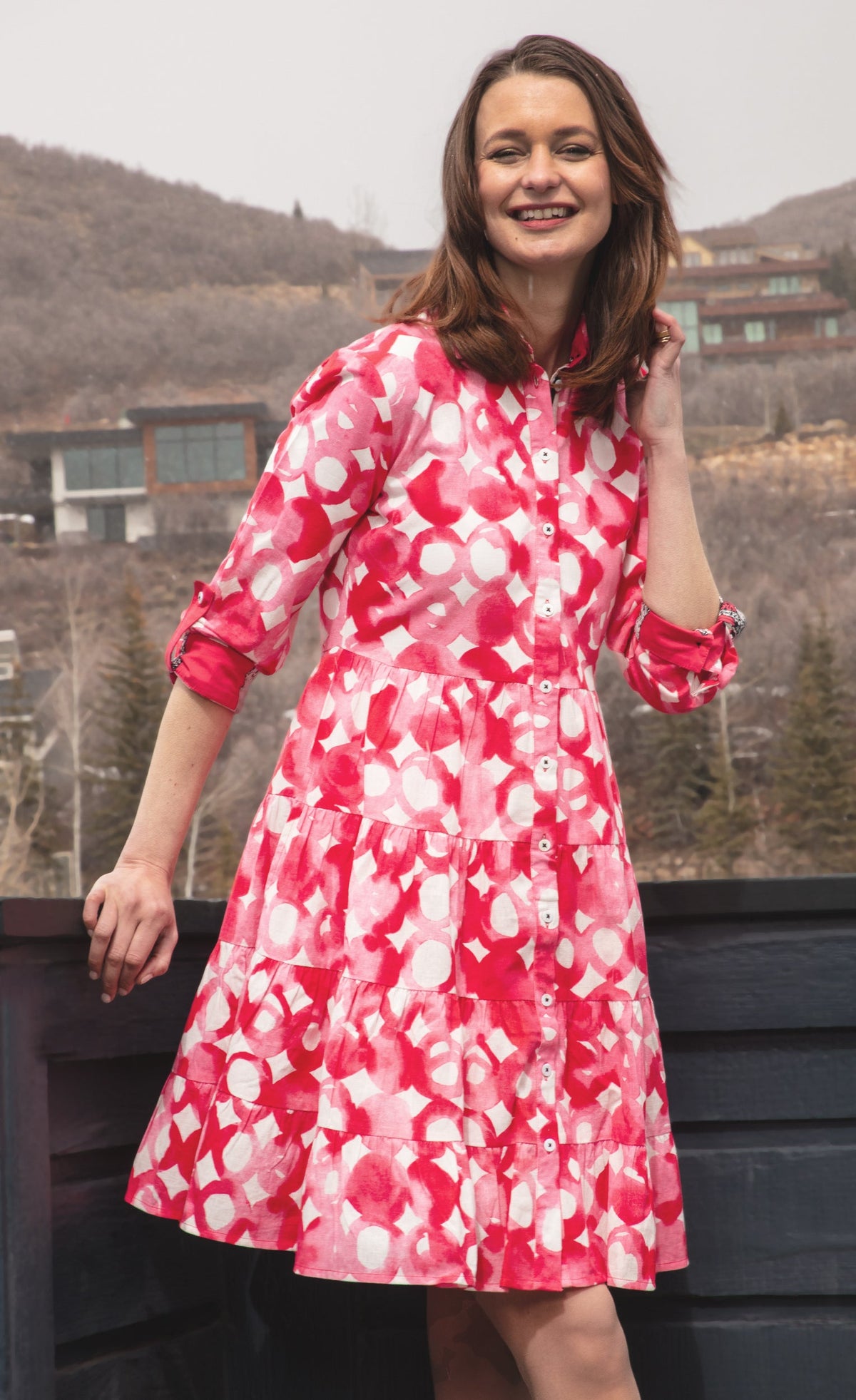 Delray Dress Pink Watercolor Print - Glamourous Grace