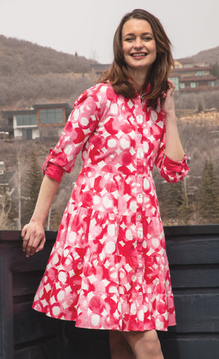 Delray Dress Pink Watercolor Print - Glamourous Grace