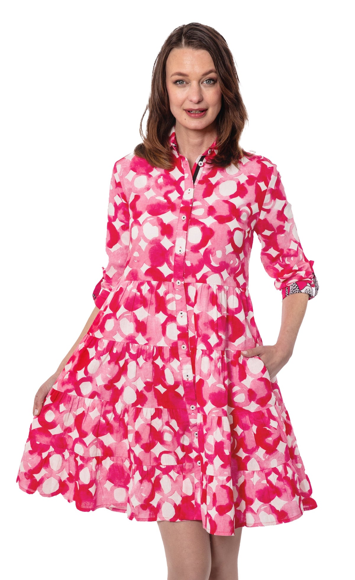 Delray Dress Pink Watercolor Print - Glamourous Grace