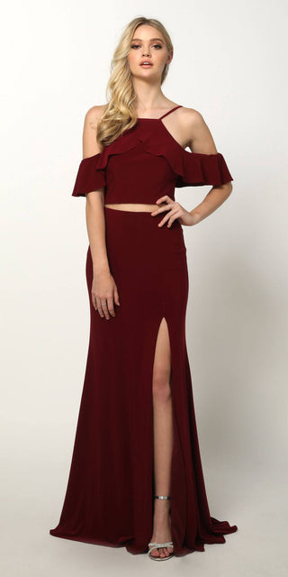 Juliet 662 Cold-Shoulder Two-Piece Gown with Slit