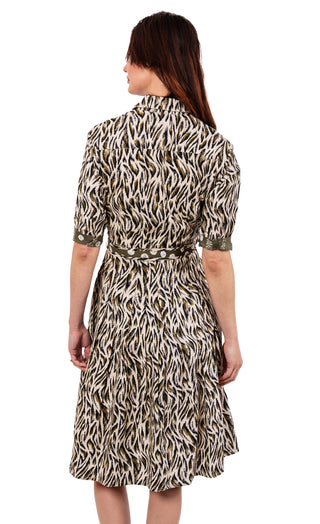 Mrs. Maisel Olive Green Flame Print Dress - Glamourous Grace