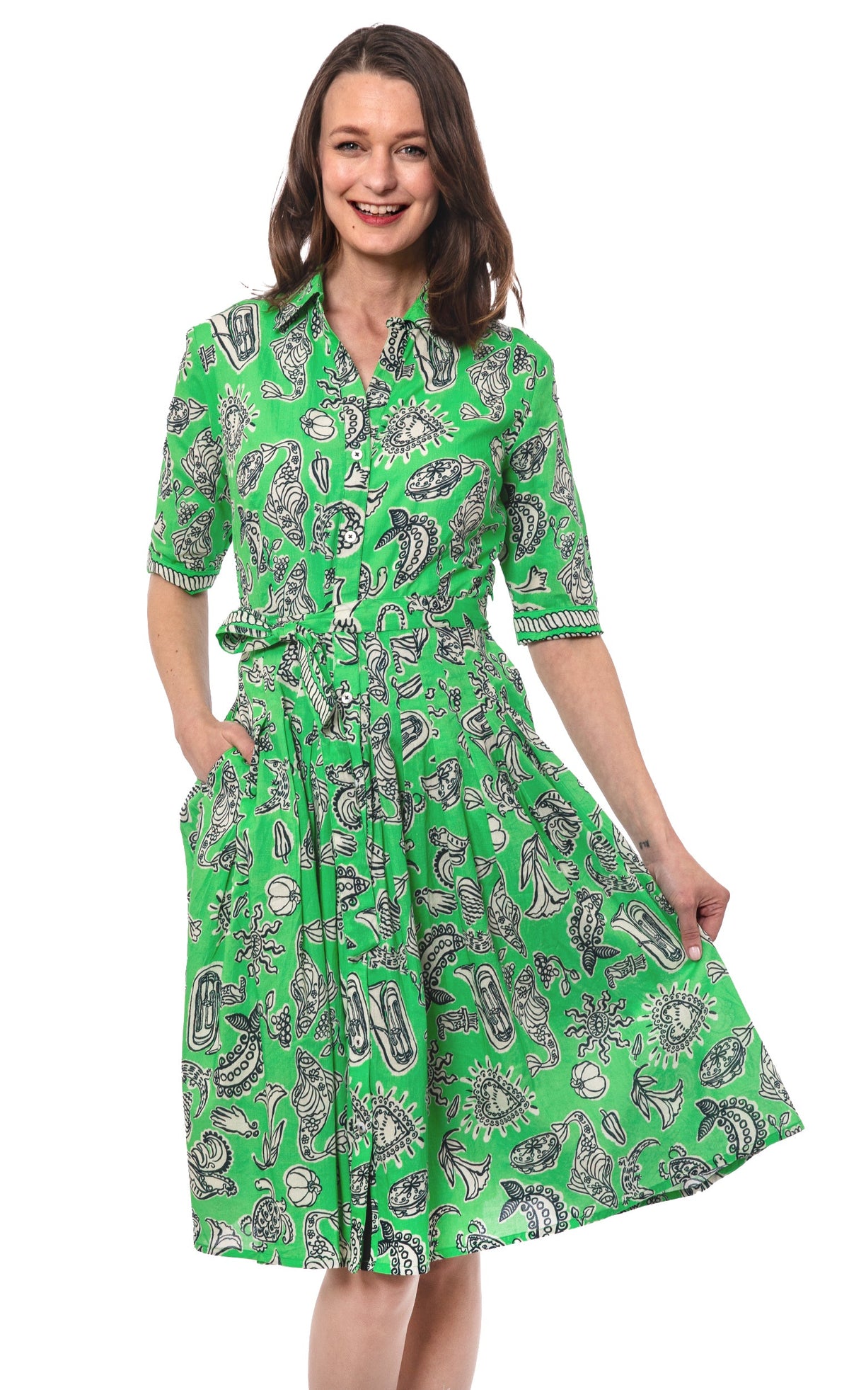 Mrs Maisel Green Black Whimsy Print - Glamourous Grace
