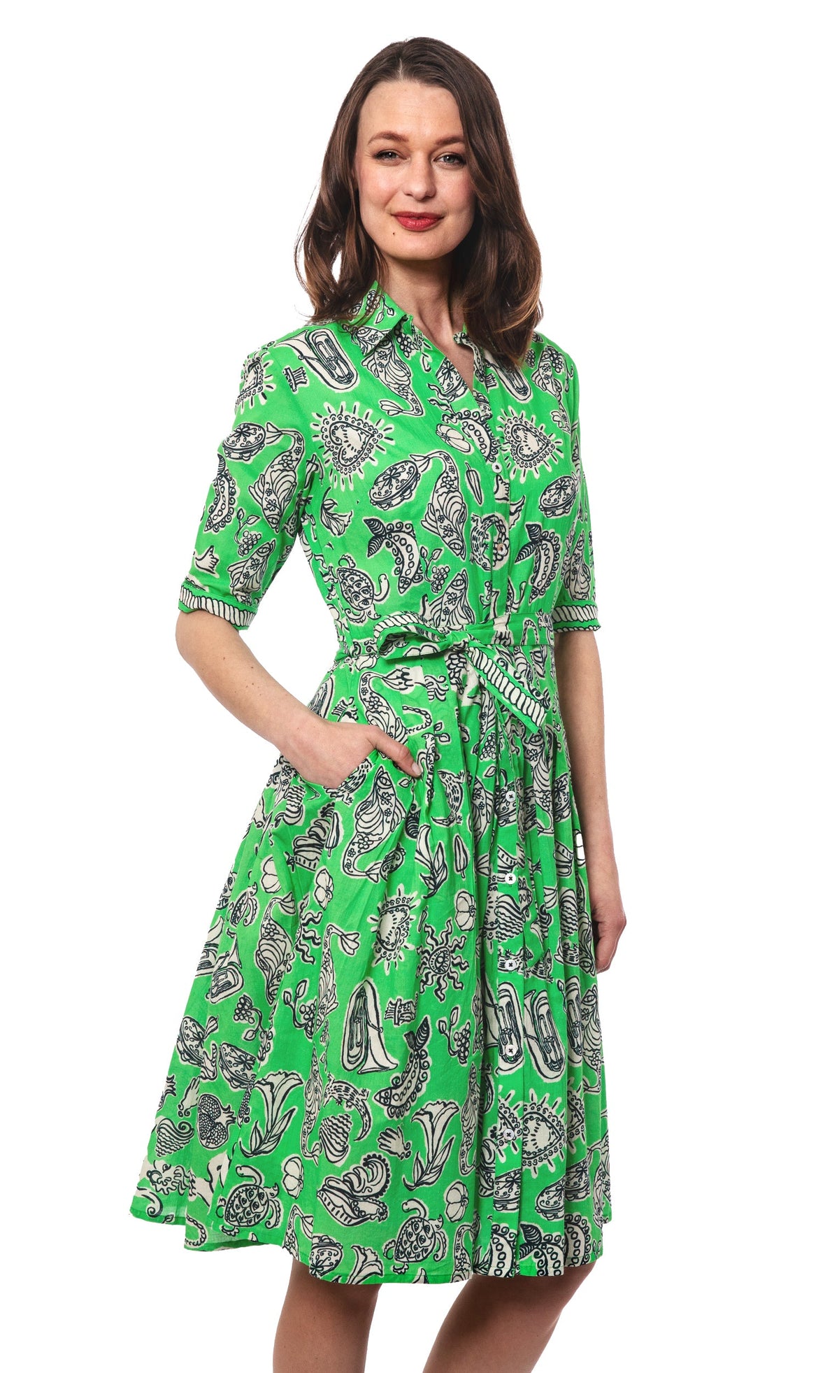 Mrs Maisel Green Black Whimsy Print - Glamourous Grace