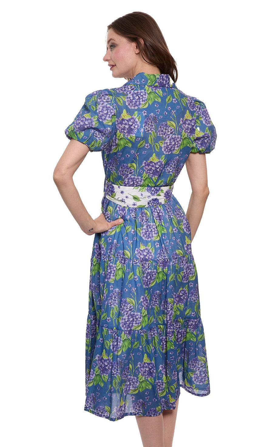 Litchfield Dress Navy Ground Hydrangea Print - Glamourous Grace