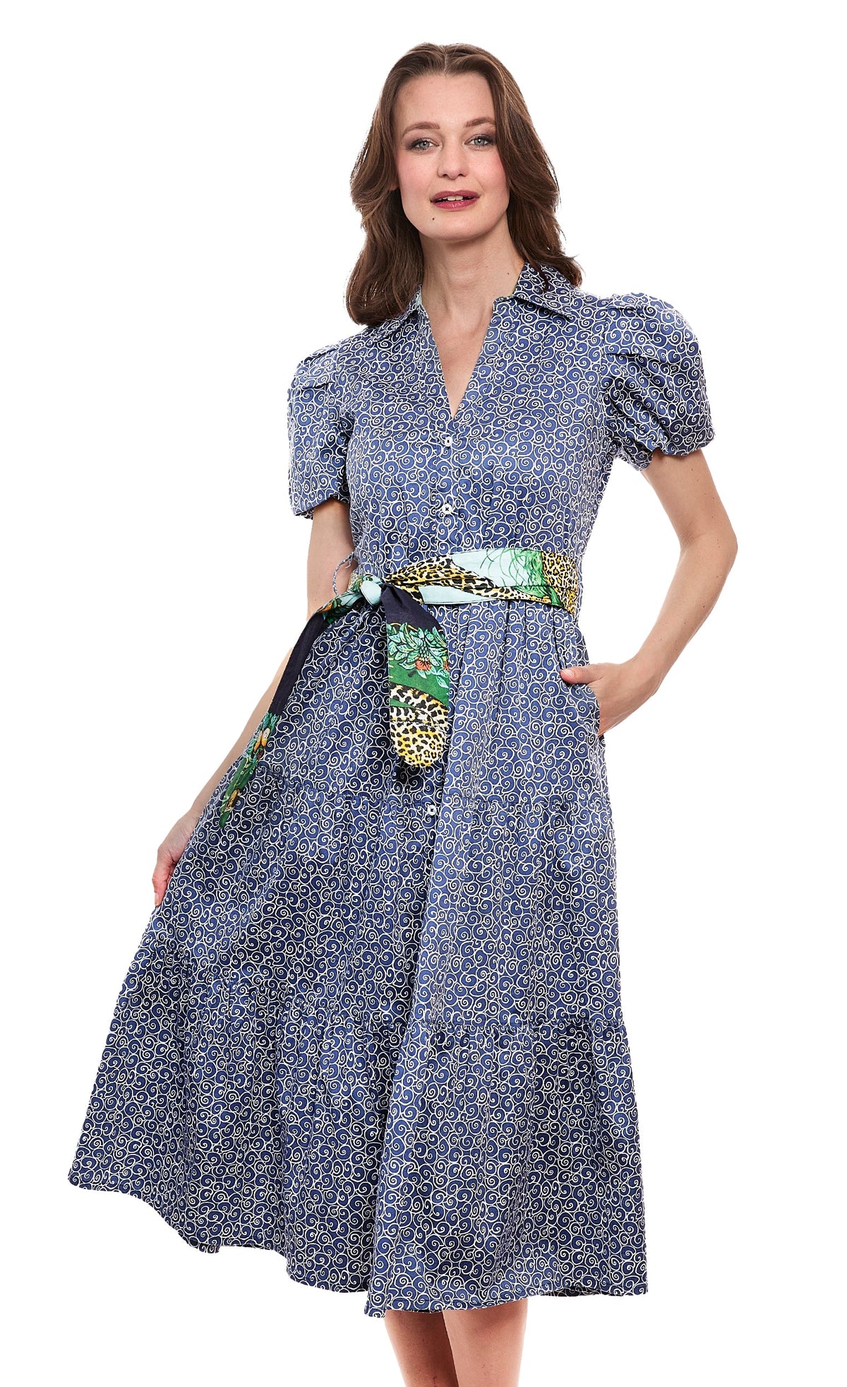 Litchfield Navy White Swirl Print - Glamourous Grace