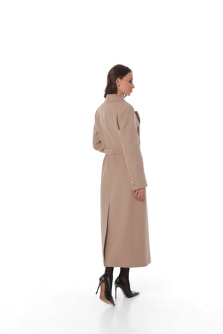 Ellis Tailored Cashmere Wool Coat in Beige