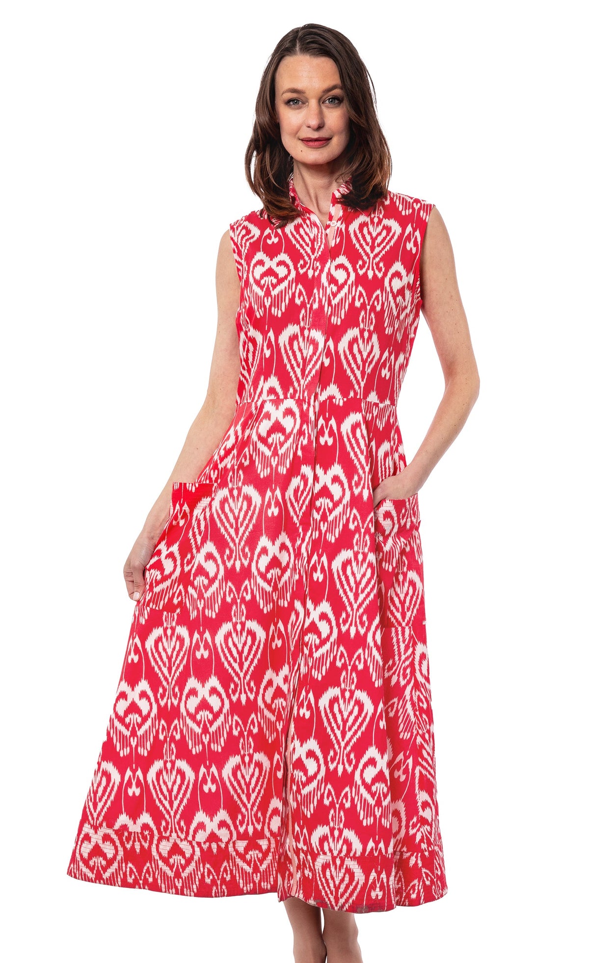 Sea Island Dress Pink White Ikat - Glamourous Grace