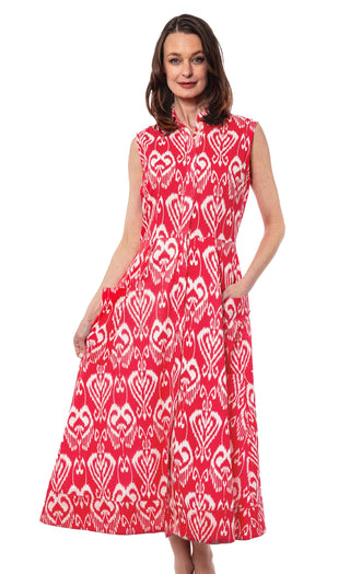 Sea Island Dress Pink White Ikat - Glamourous Grace