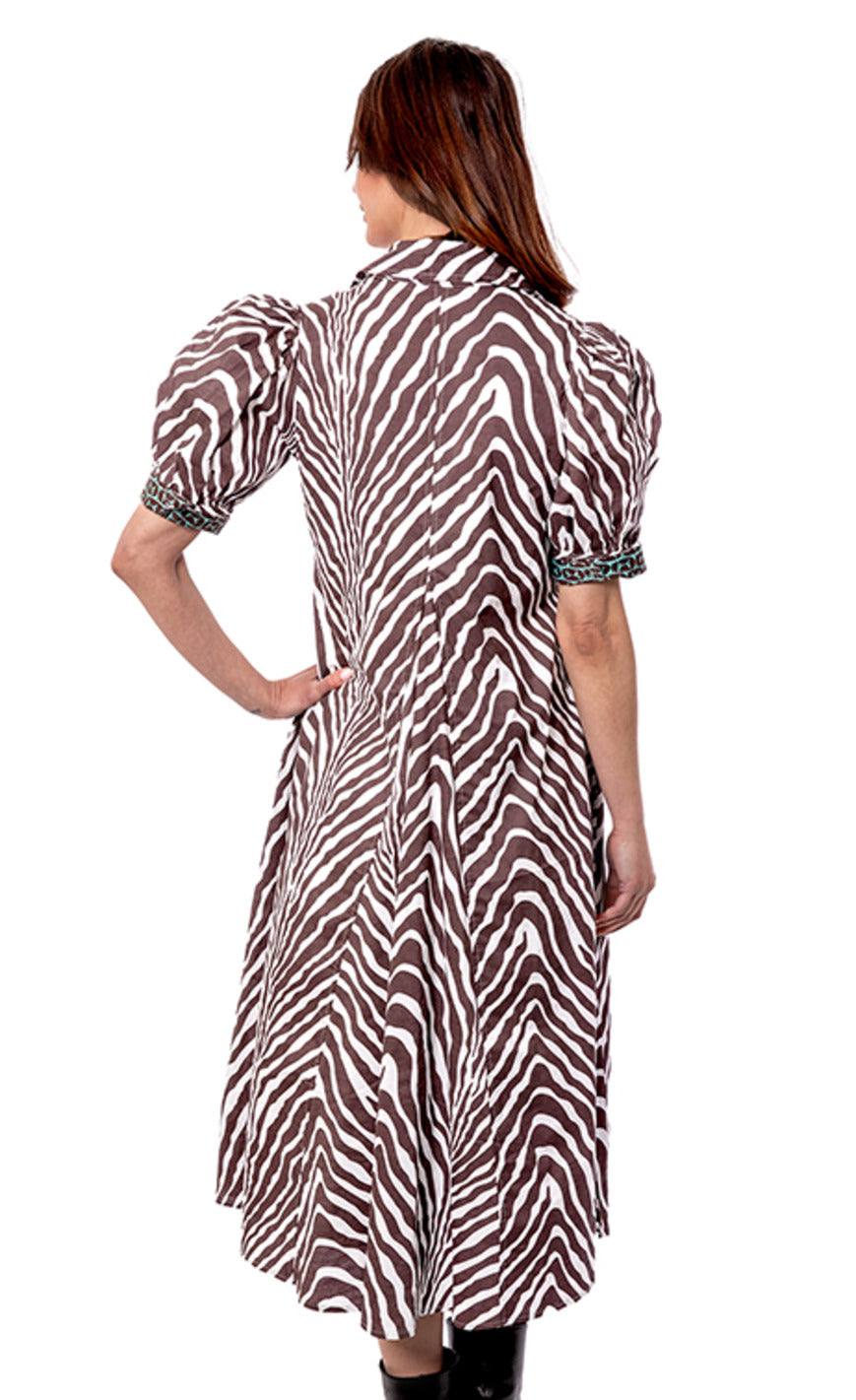 Montauk Dress Chocolate Ivory Tiger Stripes - Glamourous Grace