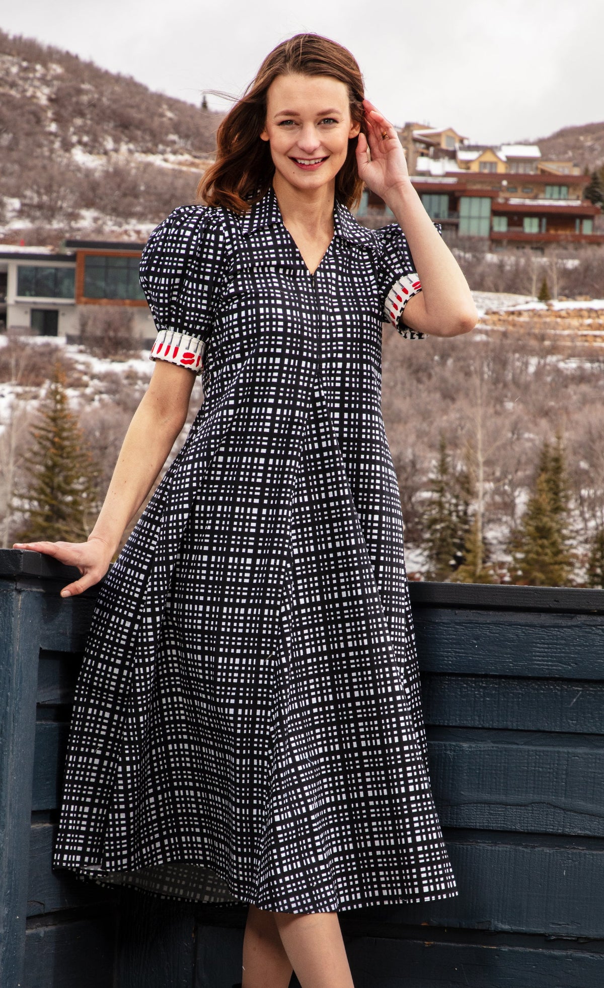 Montauk Dress Black and White Grid Dress - Glamourous Grace