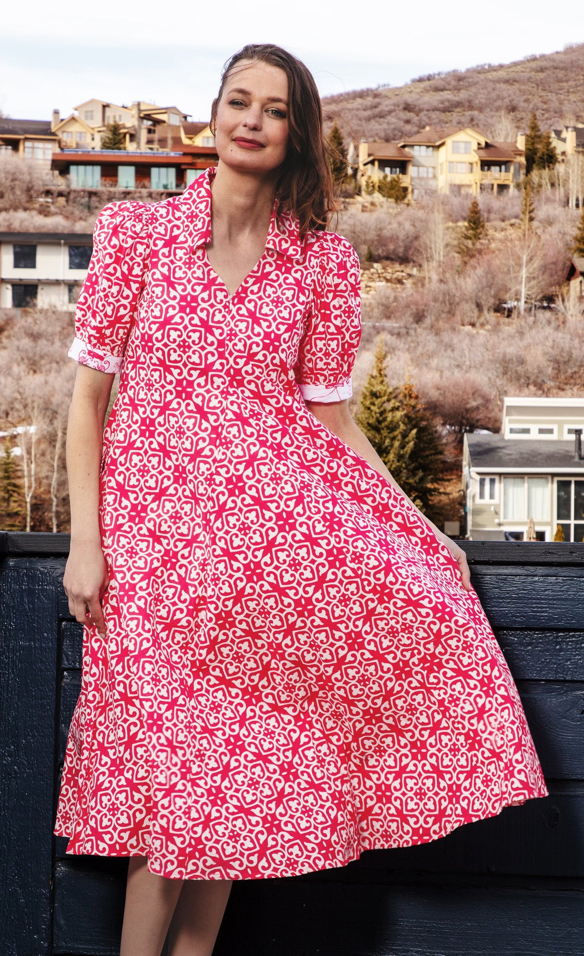 Montauk Dress Pink White Geometric - Glamourous Grace