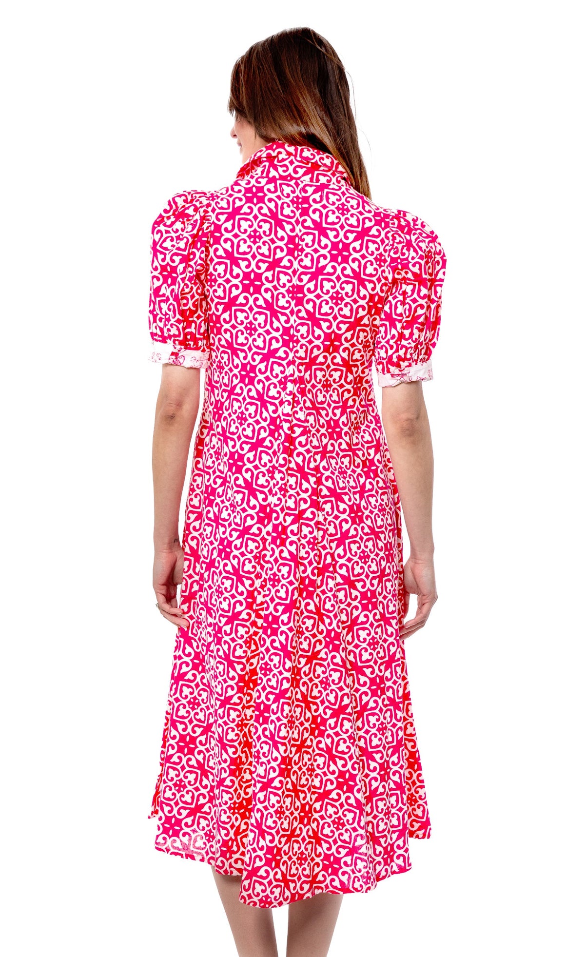 Montauk Dress Pink White Geometric - Glamourous Grace
