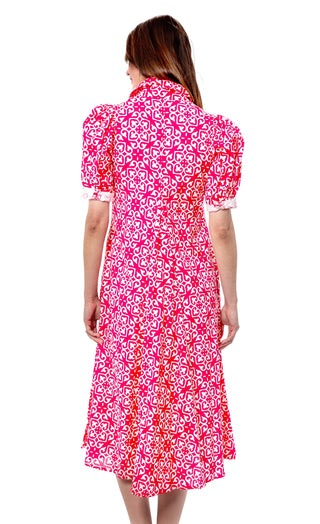 Montauk Dress Pink White Geometric - Glamourous Grace