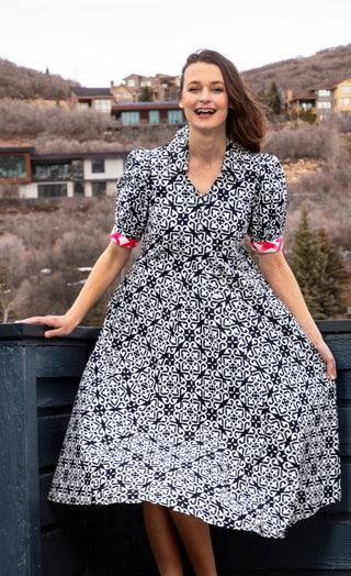 Montauk Dress Black White Geometric - Glamourous Grace