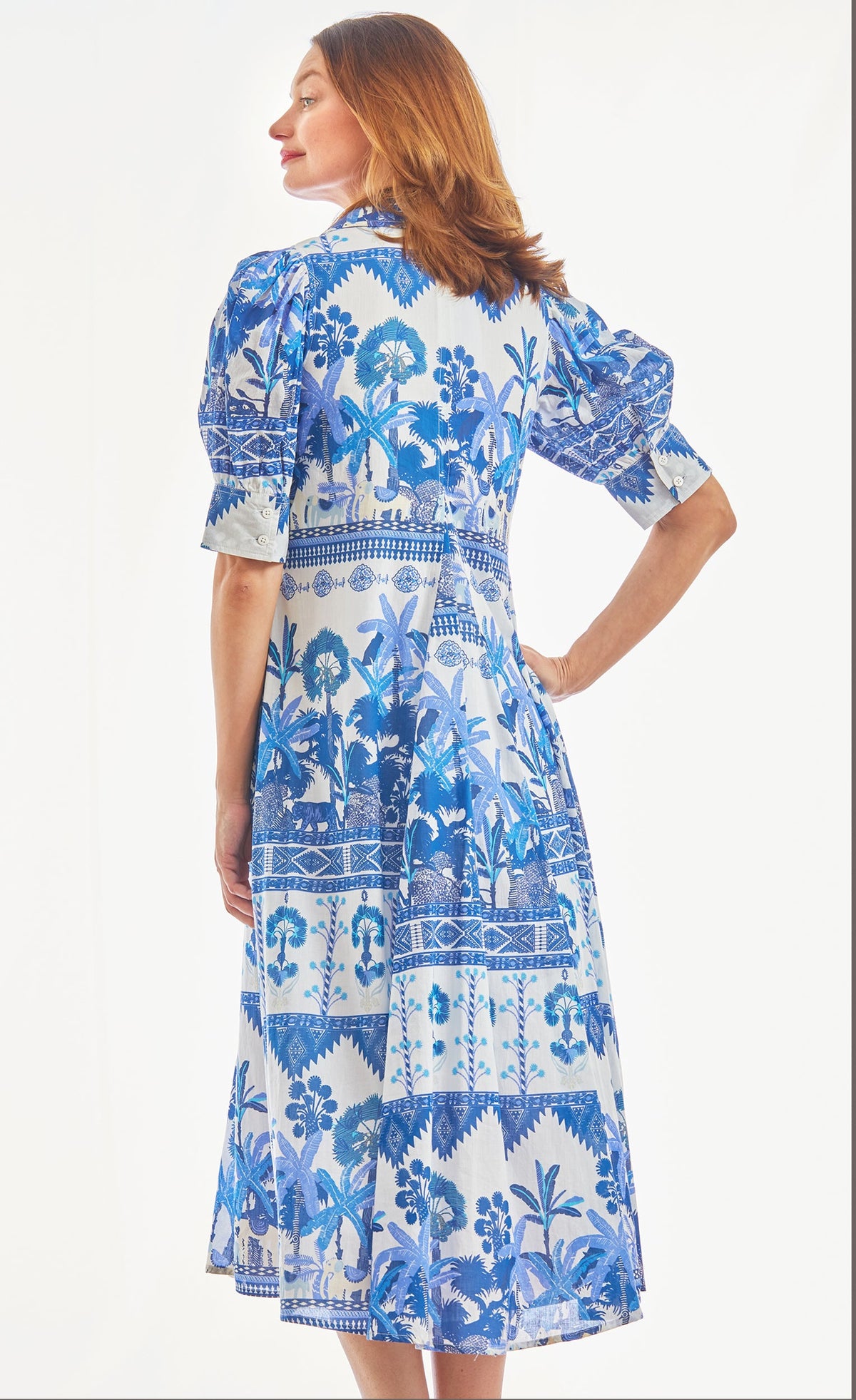 Montauk Dress Ikat Print Blues - Glamourous Grace