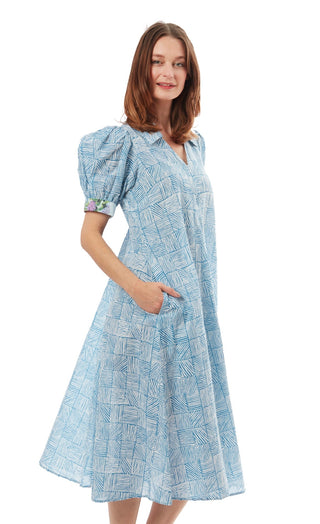 Montauk Dress Turquoise White Criss Cross - Glamourous Grace